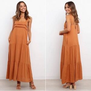 Petal + Pup Dawson Maxi Dress Rust Linen Lagenlook‎ Minimalist Boho Flowy